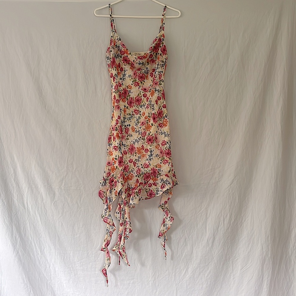Jessica Simpson Unique Floral Summer Mini Dress w/ Cowl Neck Women’s Size Small